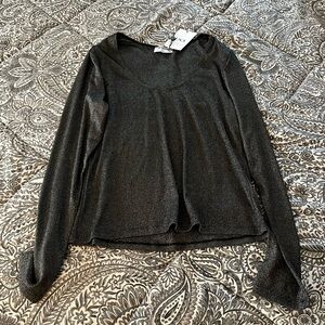 Shimmering Black Long Sleeve Top